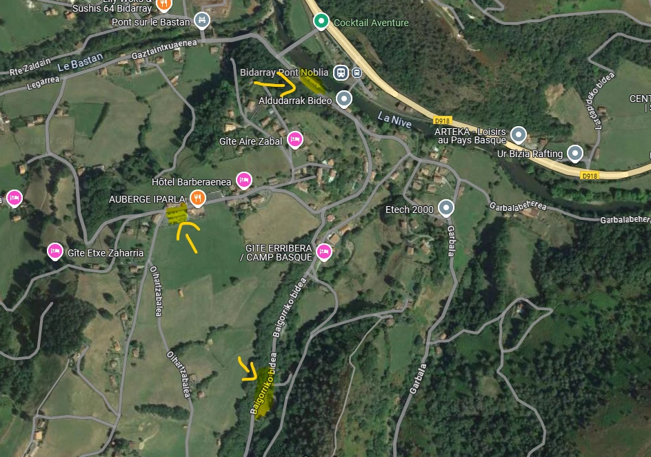 Carte des parkings du Bastan